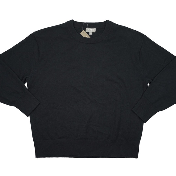 New JCREW Size M Cashmere Relaxed Crewneck Sweater in Black $198 CB905 - Picture 4 of 5